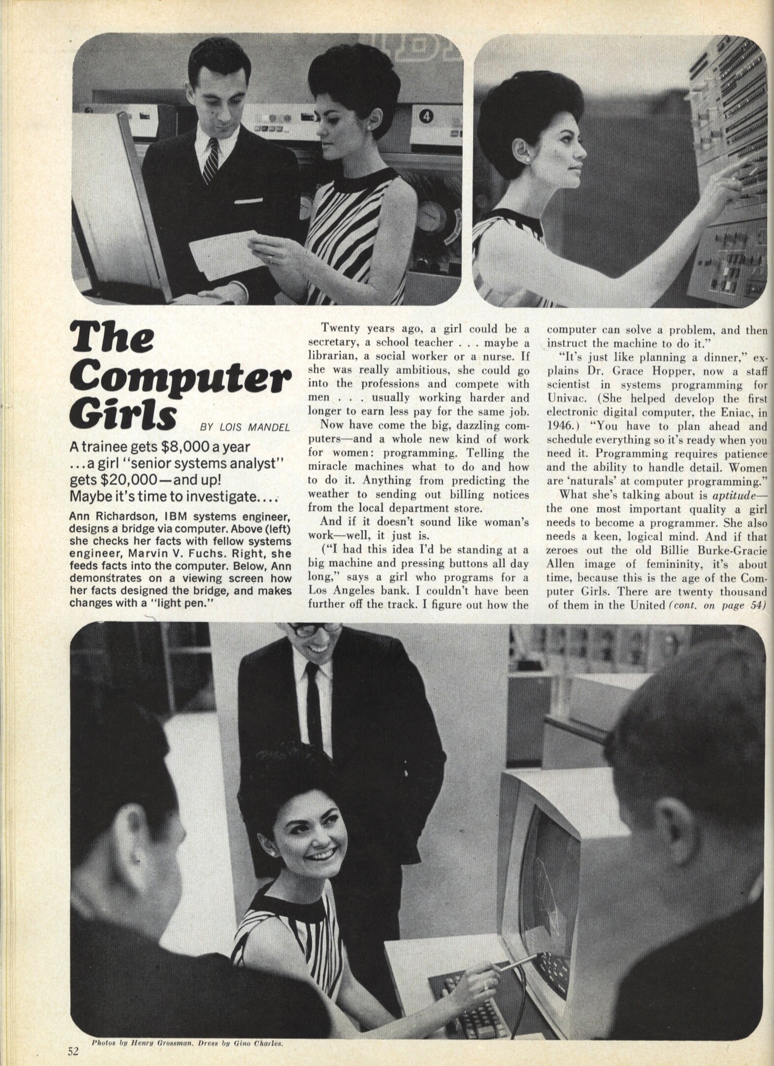 Matéria de jornal entitulada Computer boys com cosmopolitan de Abril de 1967